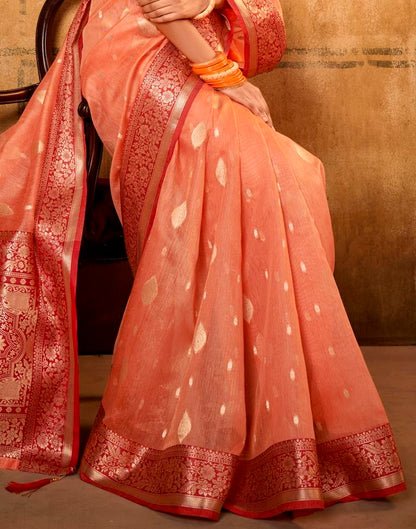 Orange Silk Saree | Leemboodi