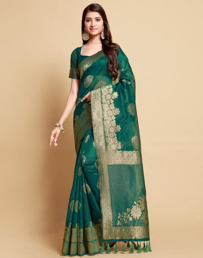 Green Tassel Saree | Leemboodi