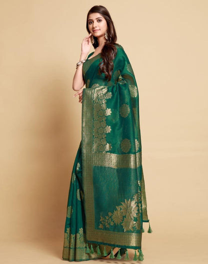 Green Tassel Saree | Leemboodi