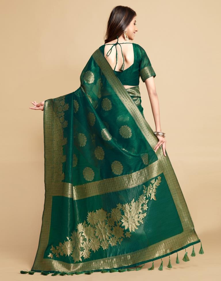 Green Tassel Saree | Leemboodi