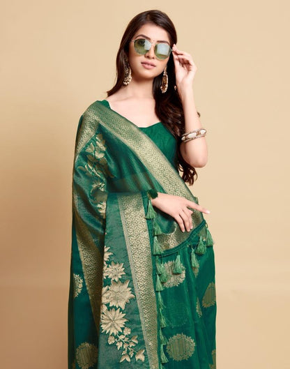 Green Tassel Saree | Leemboodi