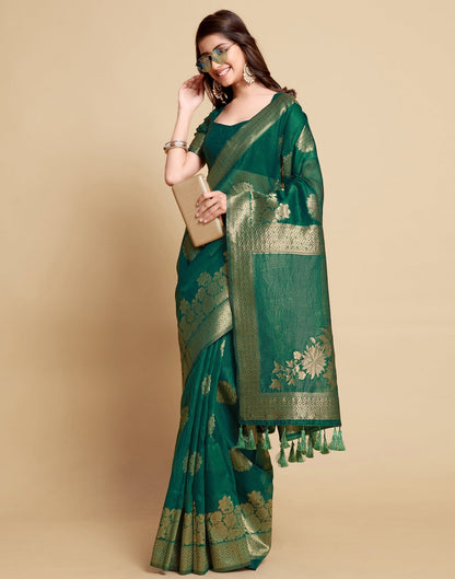 Green Tassel Saree | Leemboodi
