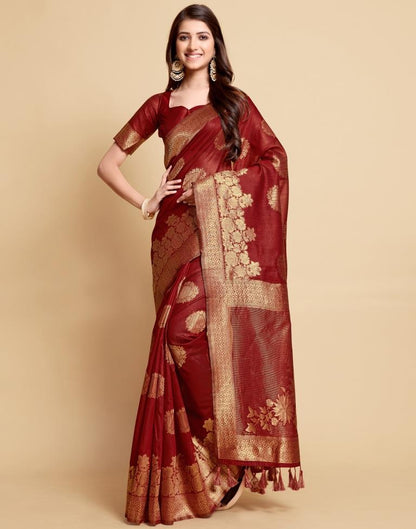 Maroon Tassel Saree | Leemboodi
