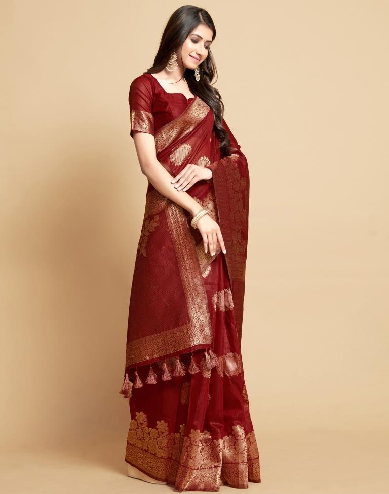 Maroon Tassel Saree | Leemboodi