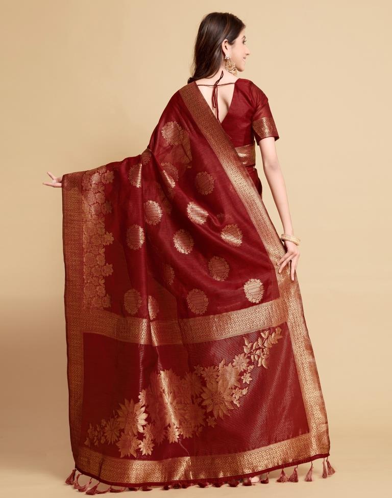 Maroon Tassel Saree | Leemboodi