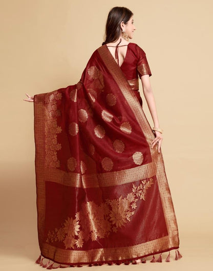 Maroon Tassel Saree | Leemboodi