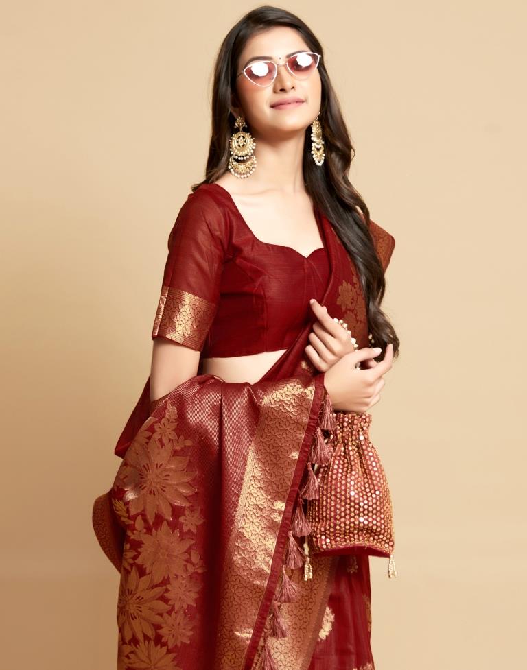 Maroon Tassel Saree | Leemboodi