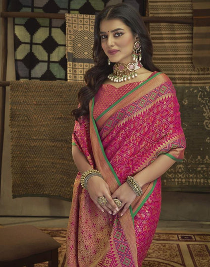 Pink Patola Silk Saree | Leemboodi