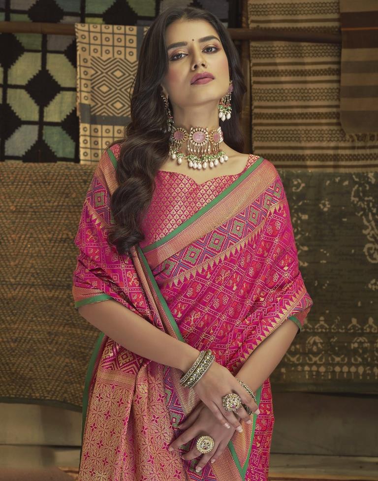 Pink Patola Silk Saree | Leemboodi