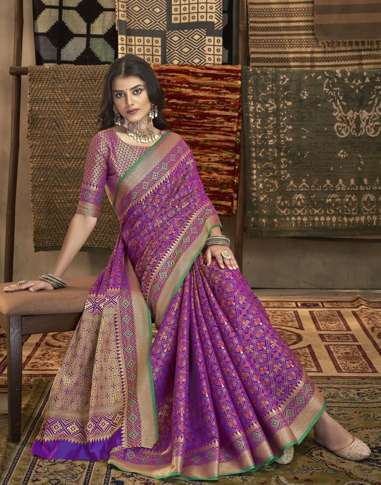 Purple Patola Silk Saree | Leemboodi