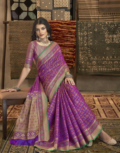 Purple Patola Silk Saree | Leemboodi