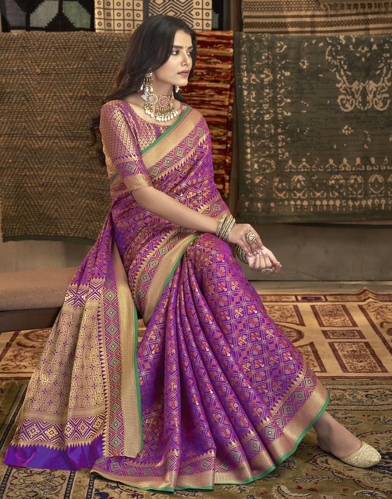 Purple Patola Silk Saree | Leemboodi