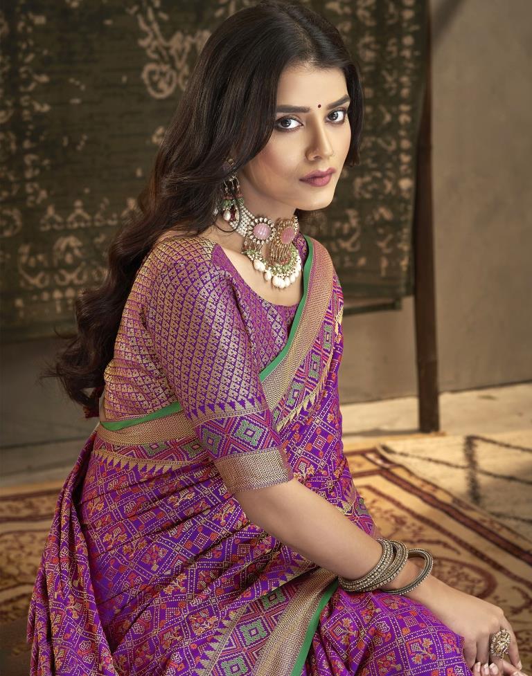 Purple Patola Silk Saree | Leemboodi