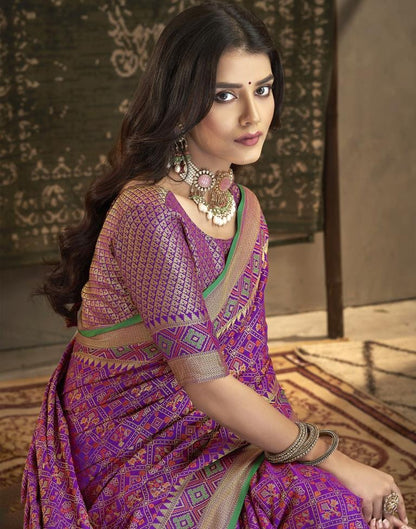 Purple Patola Silk Saree | Leemboodi