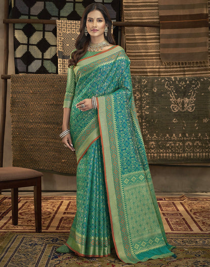 Rama Green Patola Silk Saree | Leemboodi
