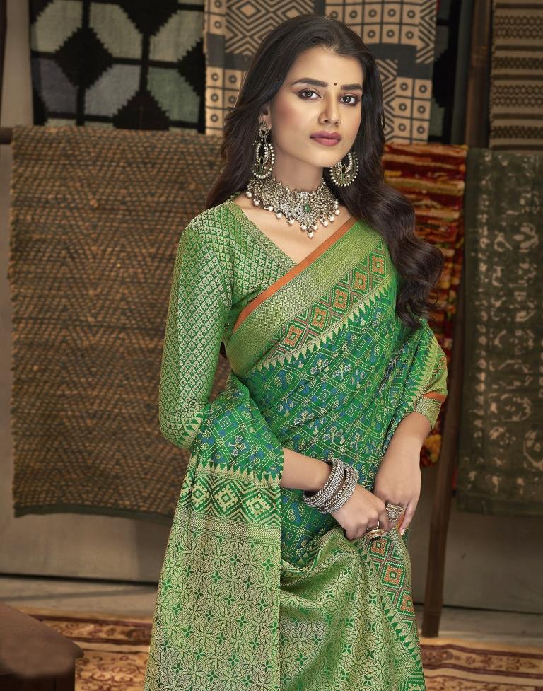 Green Patola Silk Saree | Leemboodi