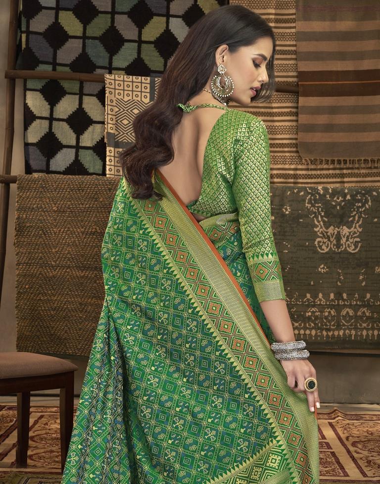 Green Patola Silk Saree | Leemboodi