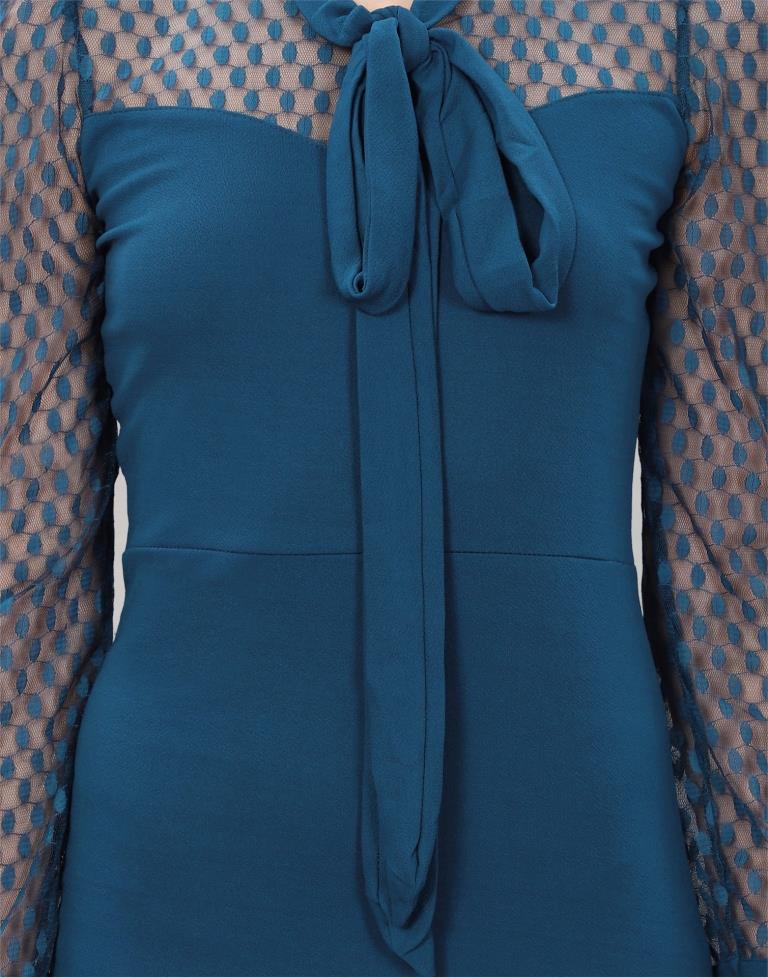Teal Coloured Lycra Knitted bodycon dress | Sudathi