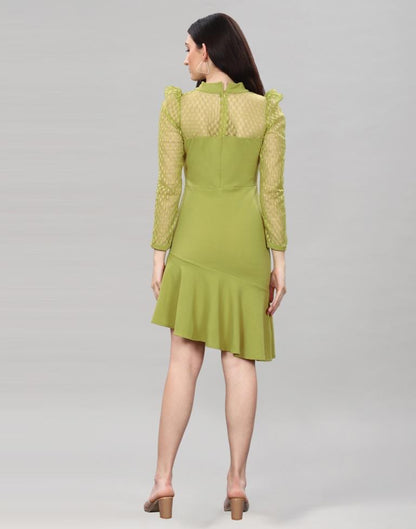 Olive Green Coloured Lycra Knitted bodycon dress | Sudathi