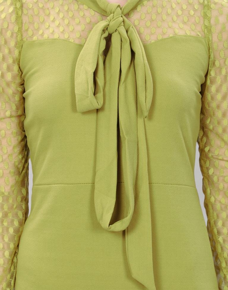 Olive Green Coloured Lycra Knitted bodycon dress | Sudathi