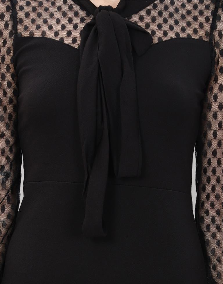 Black Coloured Lycra Knitted bodycon dress | Sudathi