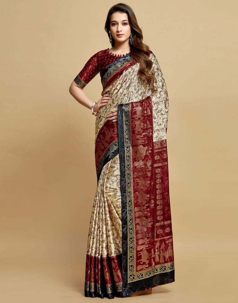 Cream Silk Saree | Leemboodi