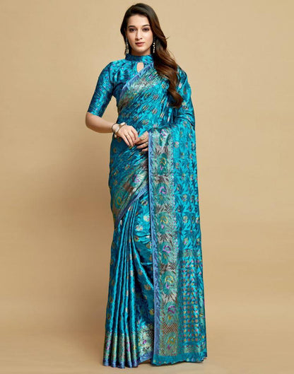 Sky Blue Silk Saree | Leemboodi