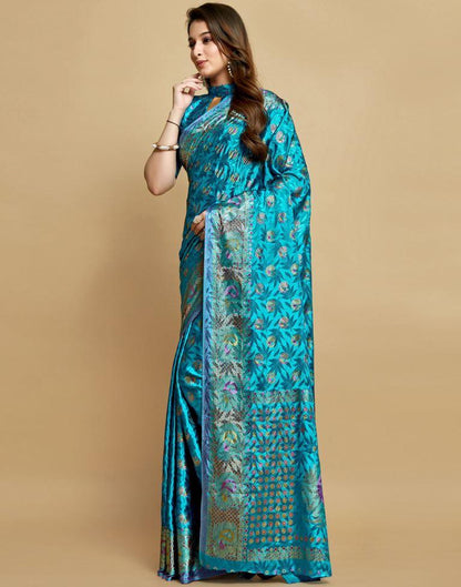 Sky Blue Silk Saree | Leemboodi