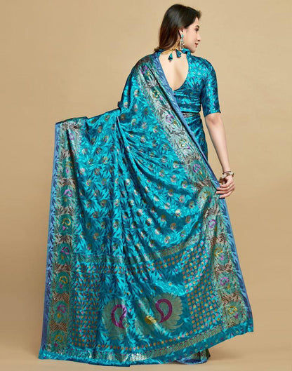 Sky Blue Silk Saree | Leemboodi