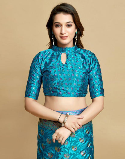 Sky Blue Silk Saree | Leemboodi