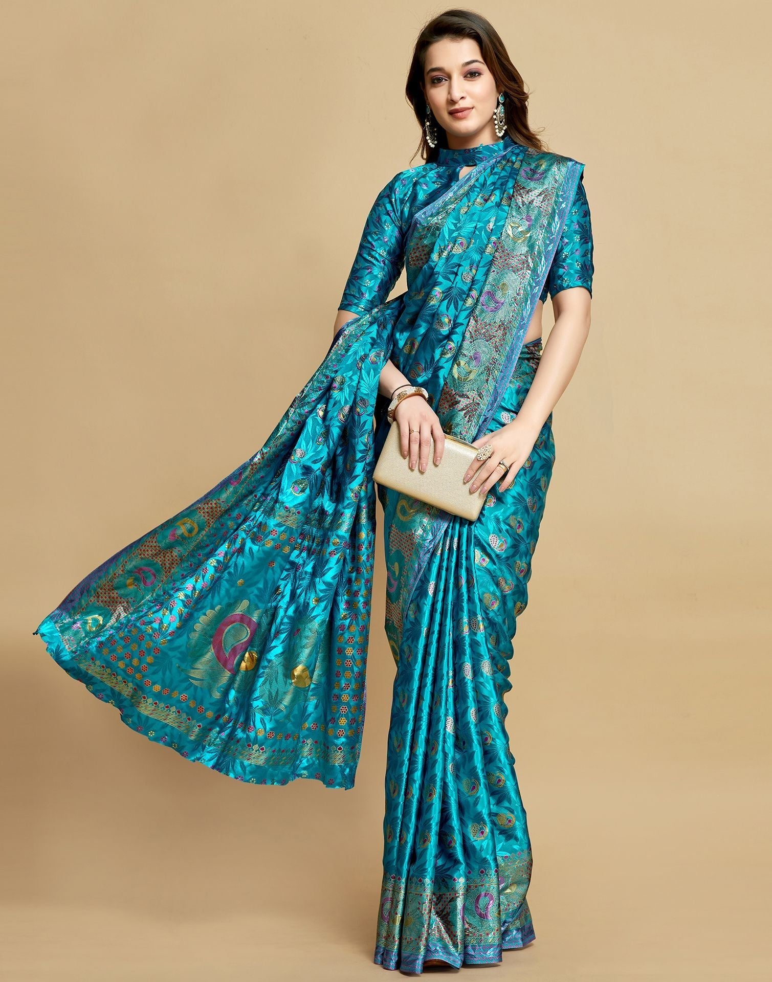 Sky Blue Silk Saree | Leemboodi