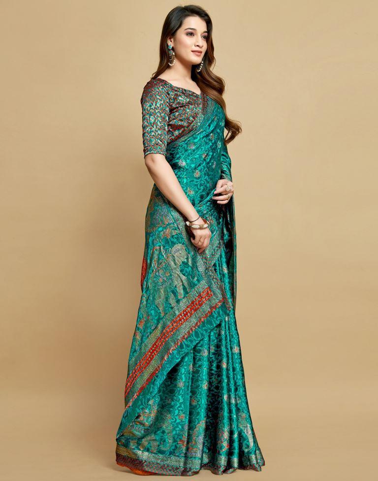 Rama Green Silk Saree | Leemboodi