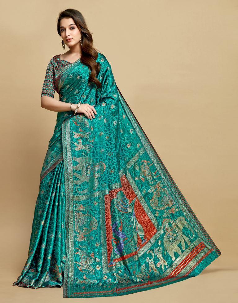 Rama Green Silk Saree | Leemboodi