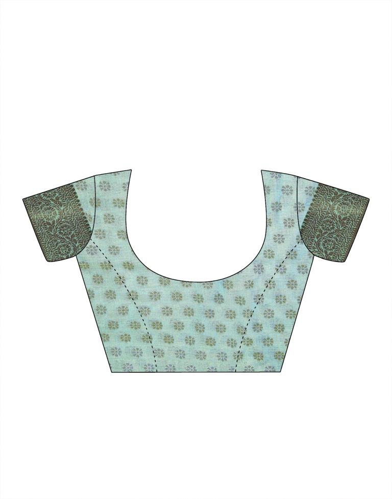 Turquoise Linen Saree | Leemboodi