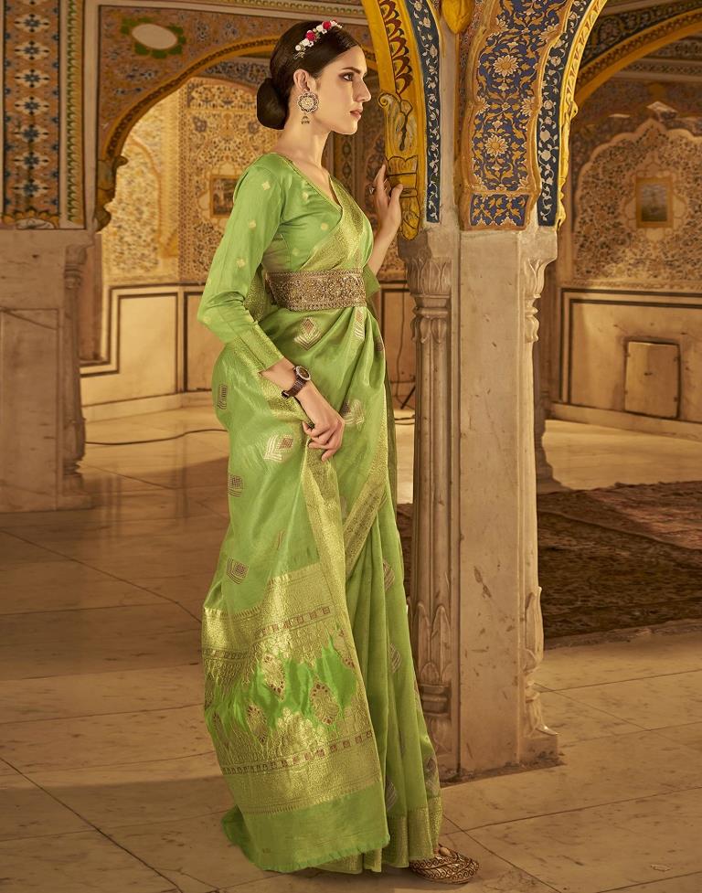 Parrot Green Silk Saree | Leemboodi