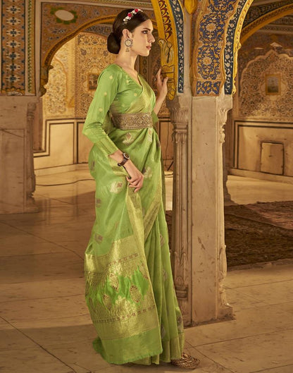 Parrot Green Silk Saree | Leemboodi