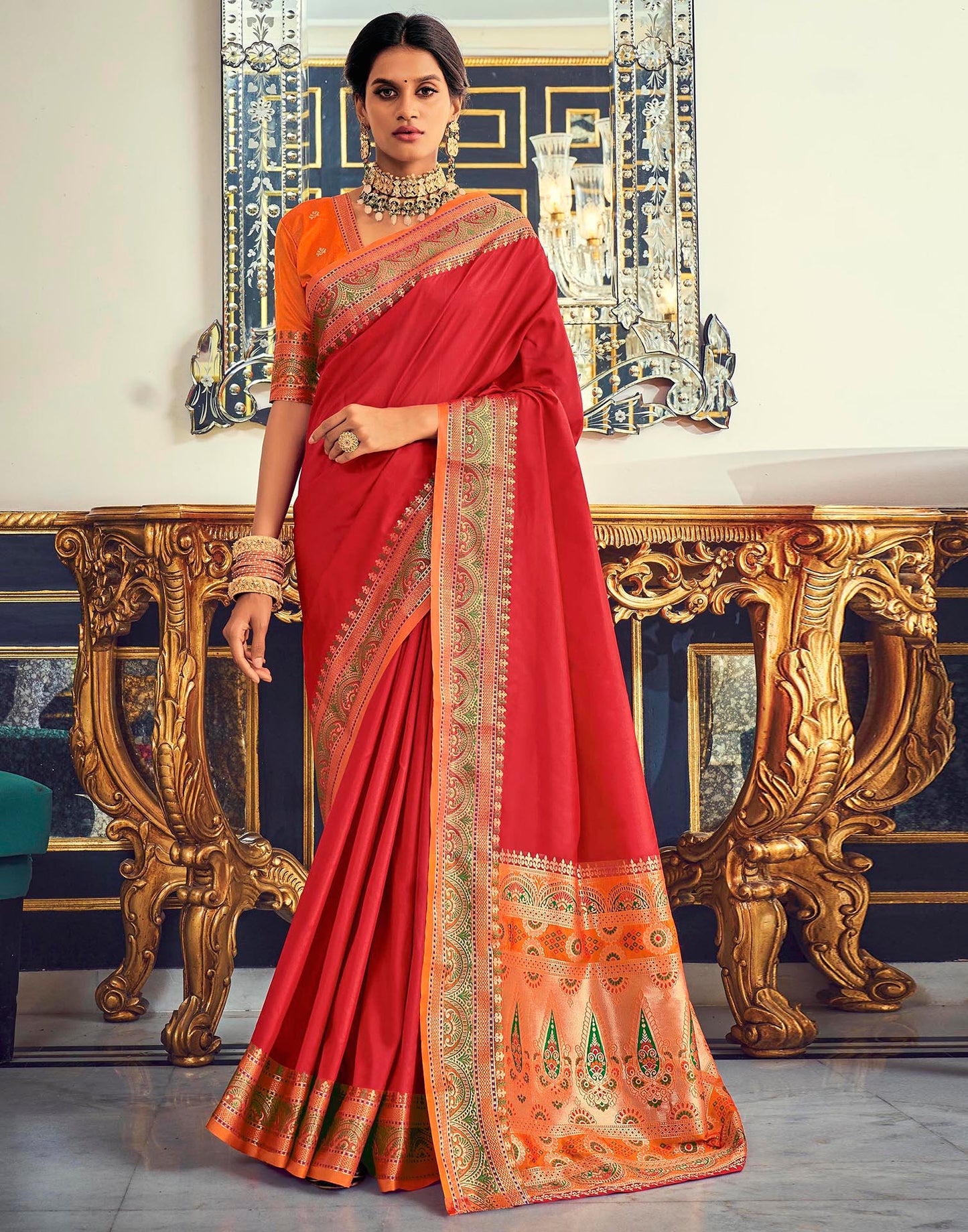 Red Silk Saree | Leemboodi