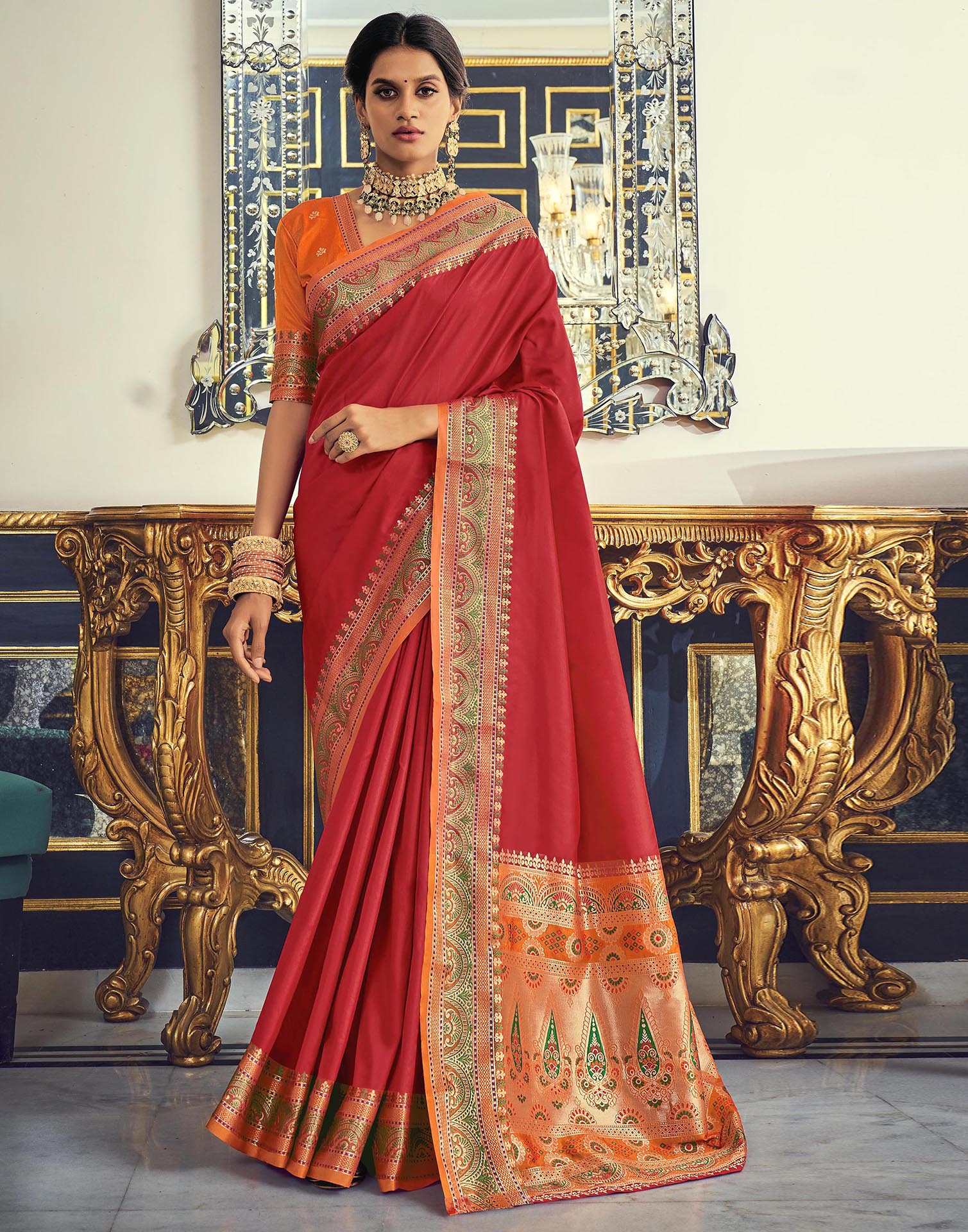 Red Silk Saree | Leemboodi