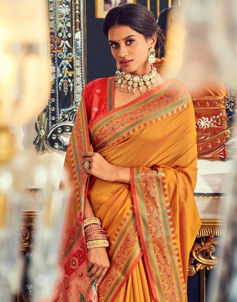 Mustard Silk Saree | Leemboodi
