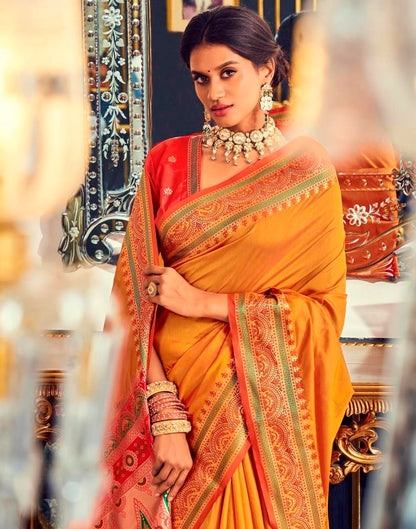 Mustard Silk Saree | Leemboodi