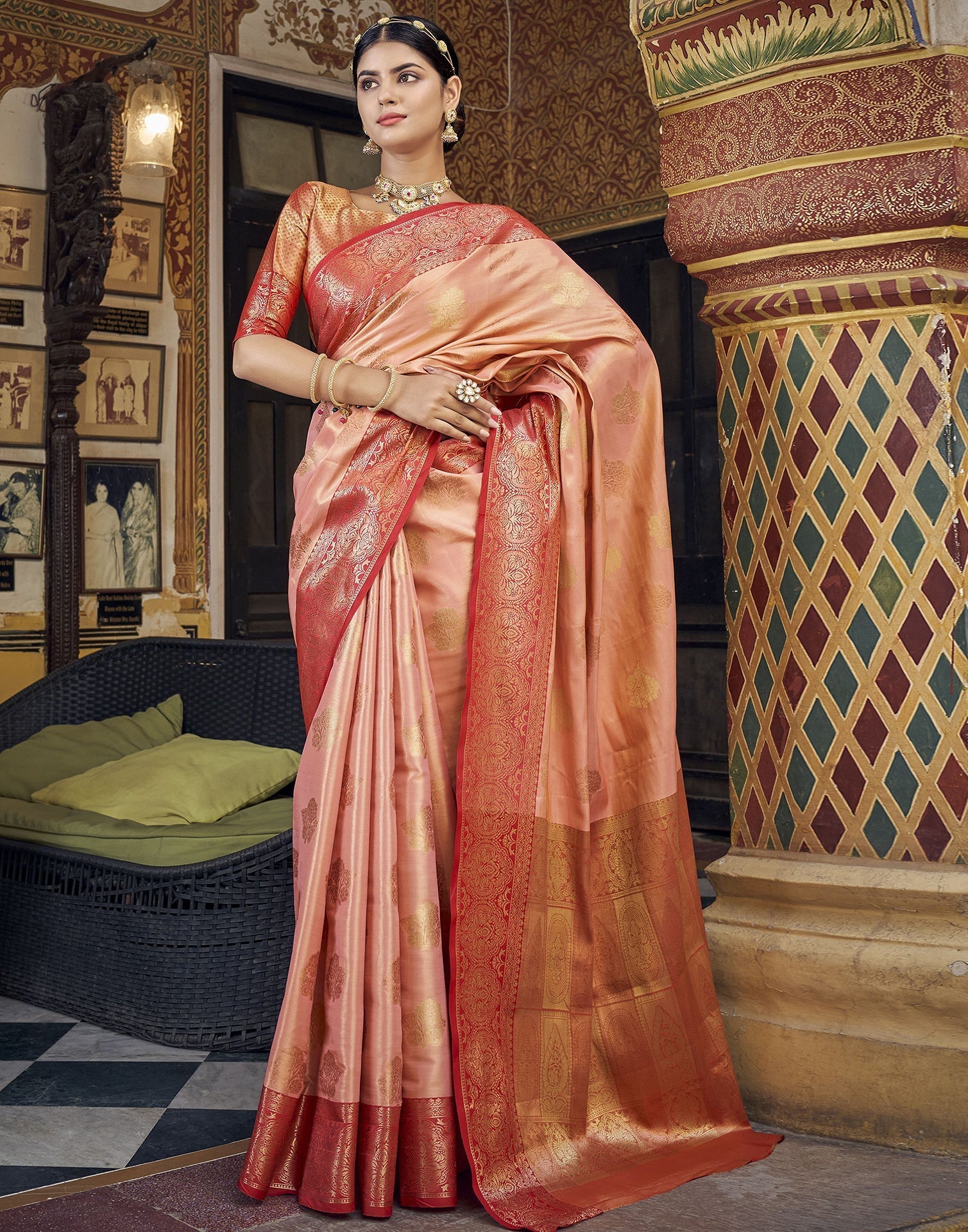 Peach Silk Saree | Leemboodi