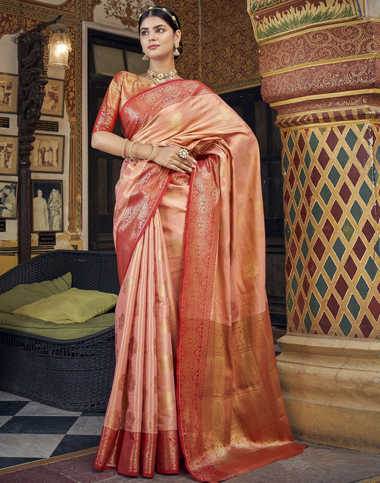 Peach Silk Saree | Leemboodi