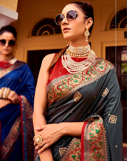 Grey Silk Saree | Leemboodi