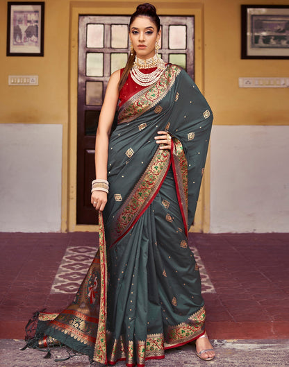 Grey Silk Saree | Leemboodi