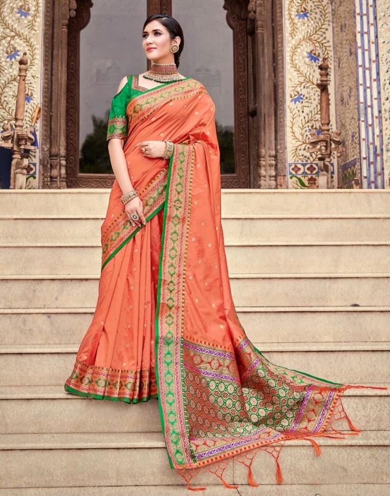 Orange Silk Saree | Leemboodi