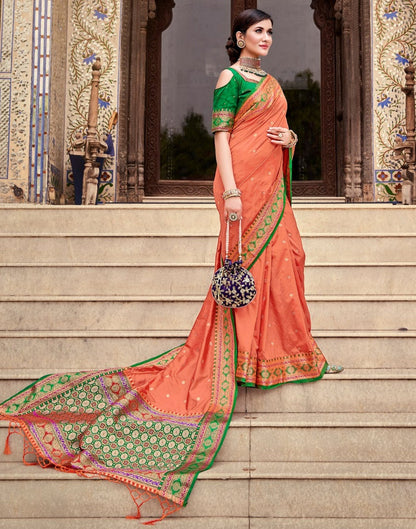 Orange Silk Saree | Leemboodi