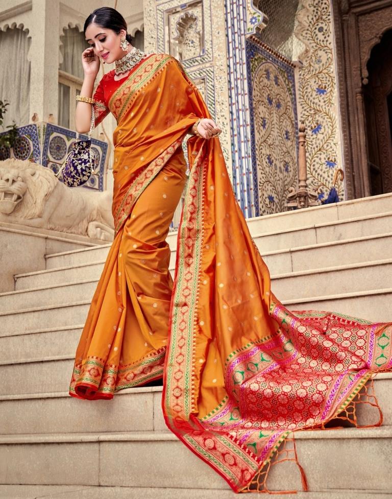Orange Silk Saree | Leemboodi