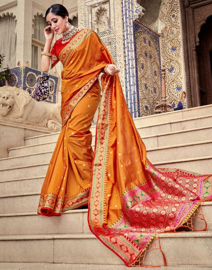 Orange Silk Saree | Leemboodi