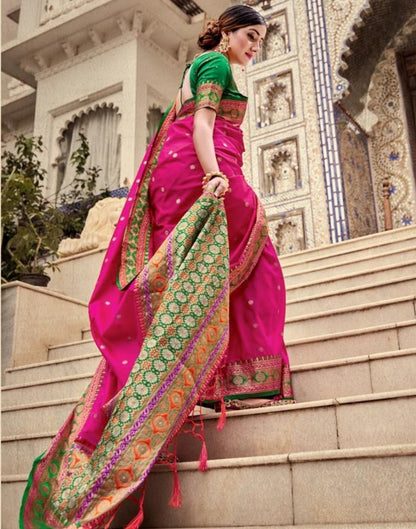 Dark Pink Silk Saree | Leemboodi