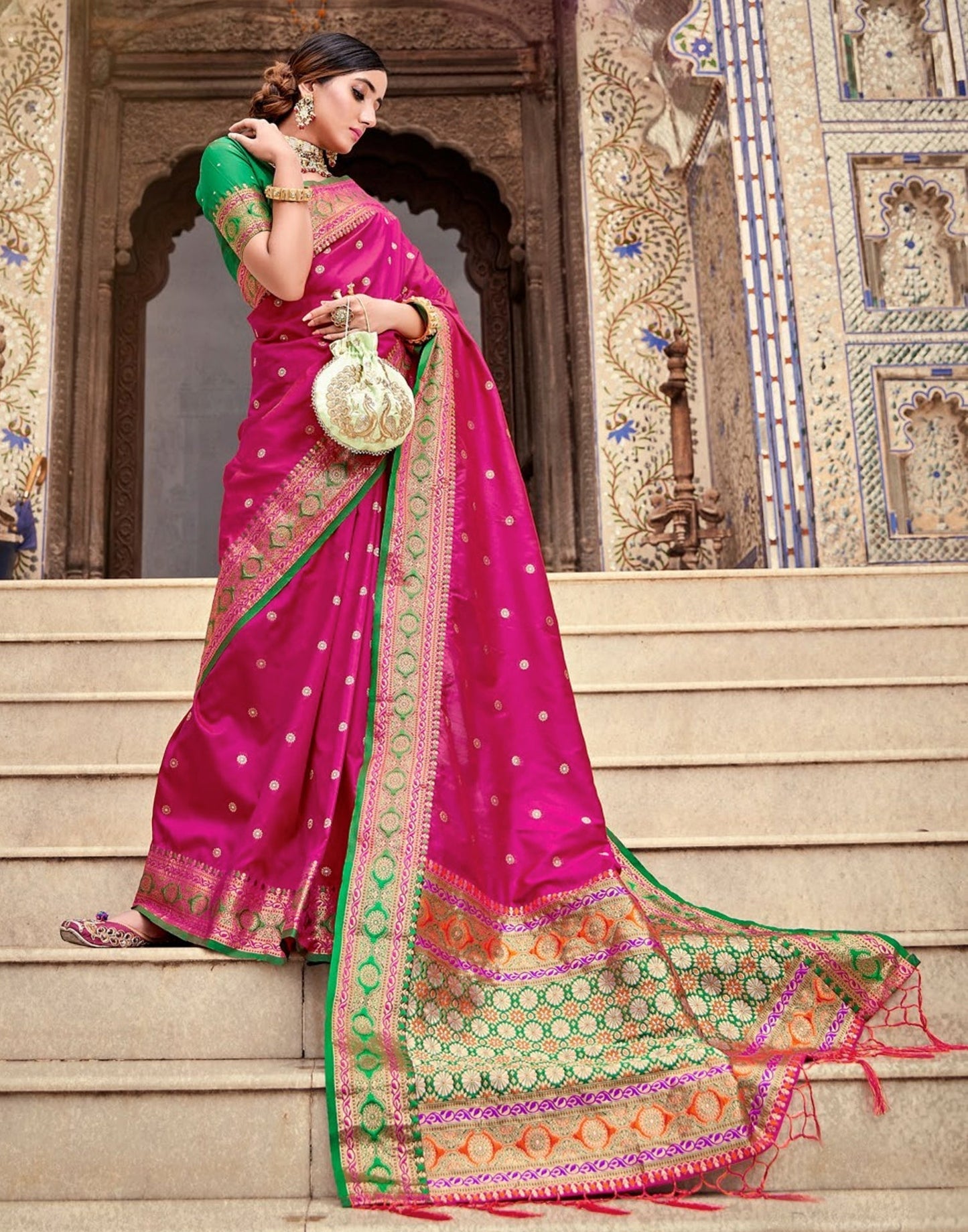 Dark Pink Silk Saree | Leemboodi